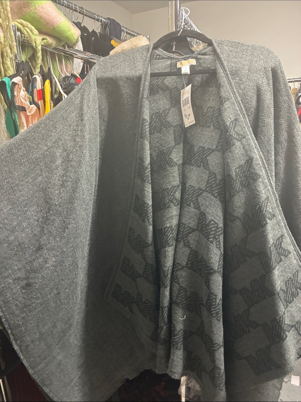 Michael Kors Women’s Gray Open-Front Knit Sweater Poncho reversible NWT